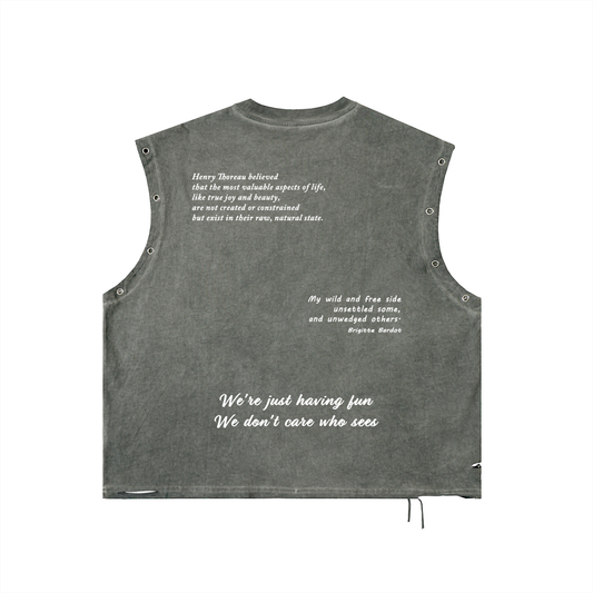 Distressed Grommet Eyelet Tank Top