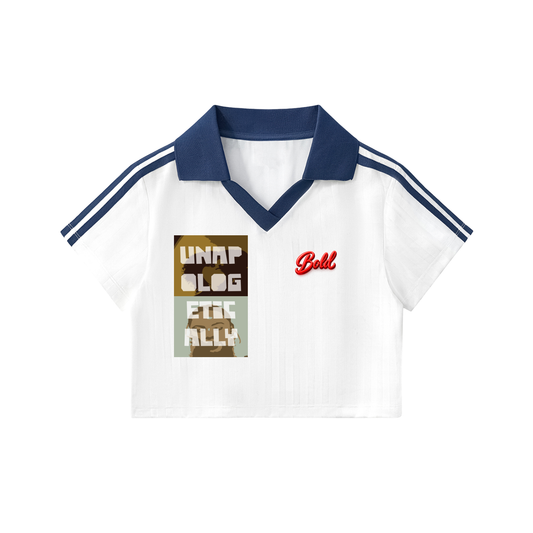 Contrast Collar Striped Cropped Jersey