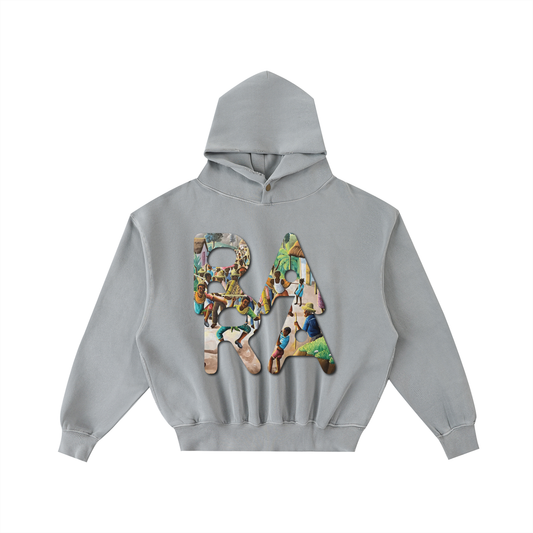 Frayed Enzyme Washed Fleece Hoodie