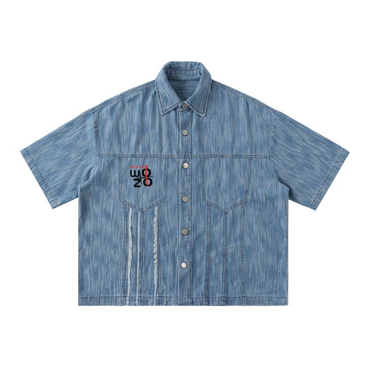 Distressed Wash Short-Sleeve Shirt
