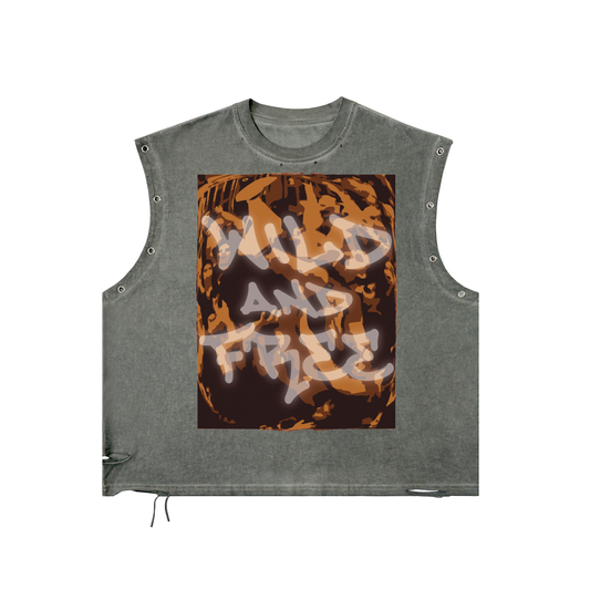 Distressed Grommet Eyelet Tank Top