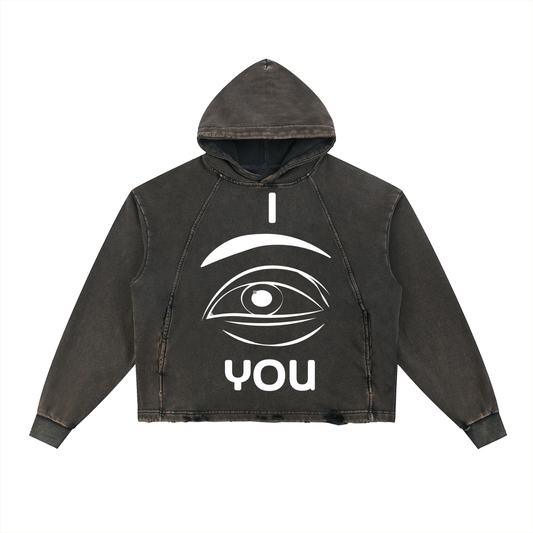 Vintage Washed Frayed-Hem Hoodie