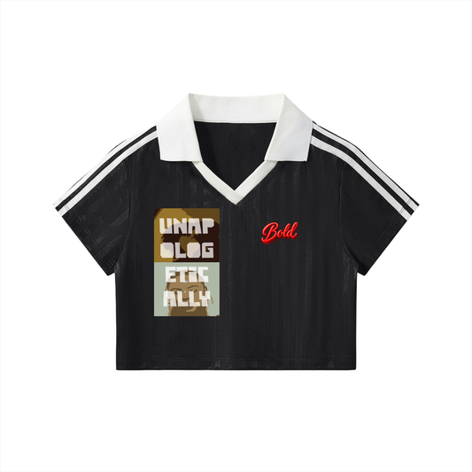 Contrast Collar Striped Cropped Jersey