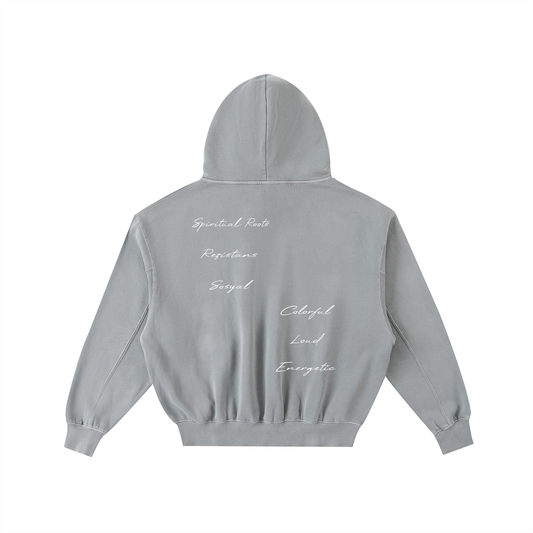 Frayed Enzyme Washed Fleece Hoodie